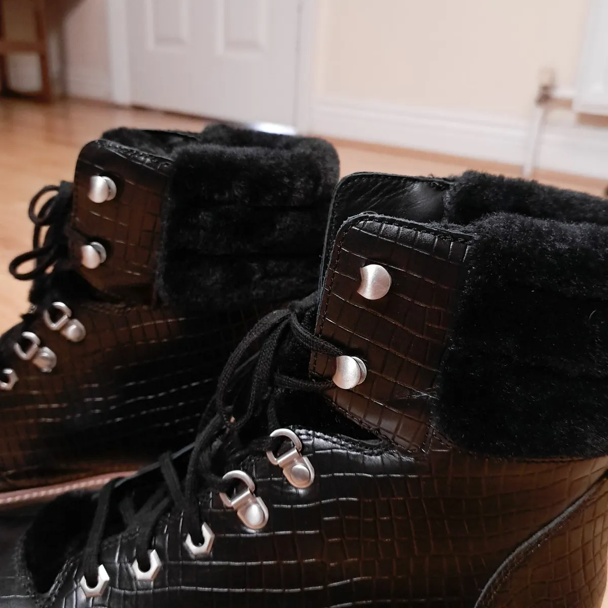 Clarks Orianna Black Hiker Boots Croc 8UK/42EU - Image 2