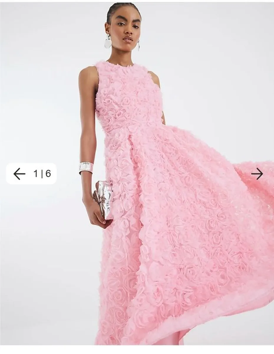 Pink 3D Floral dress - Image 1