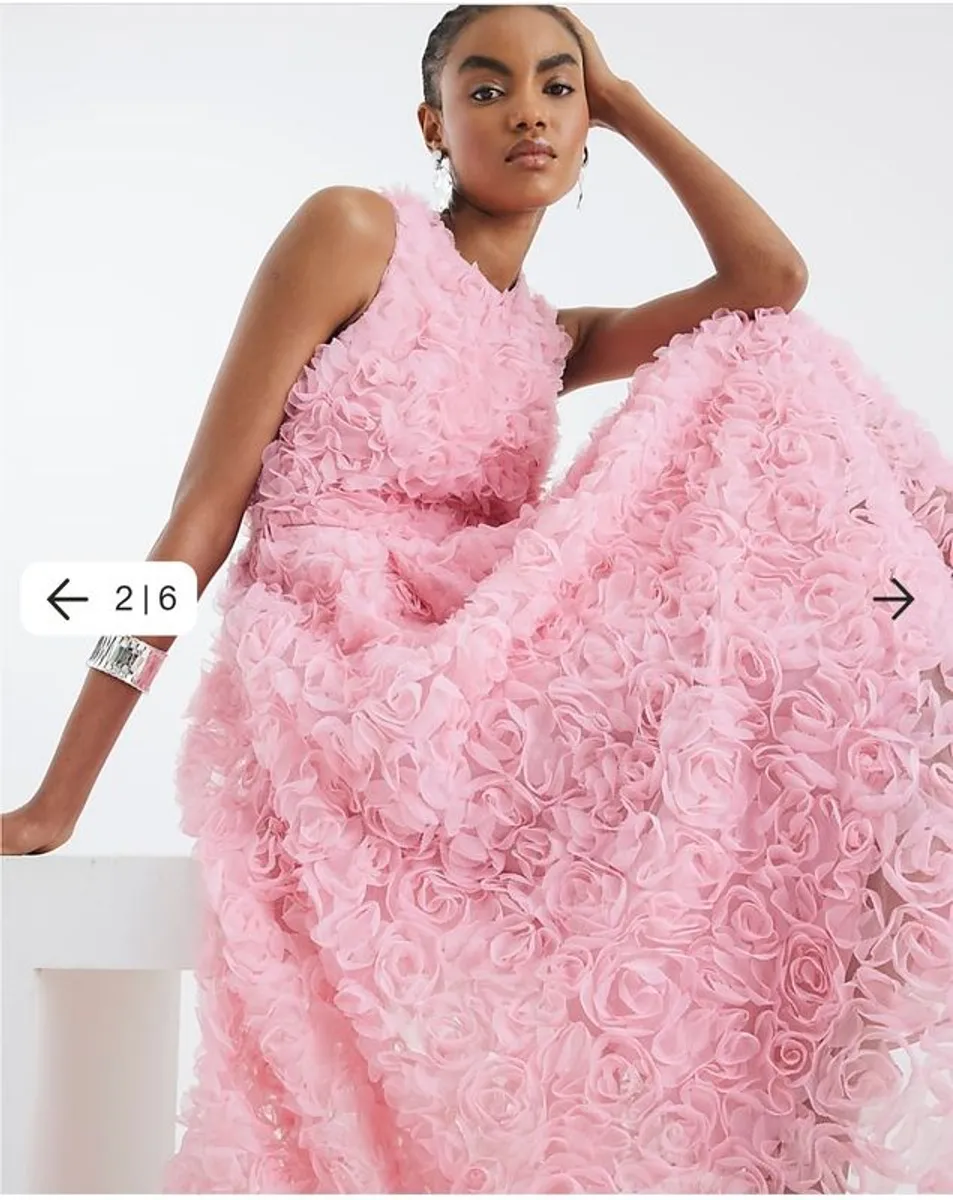 Pink 3D Floral dress - Image 2