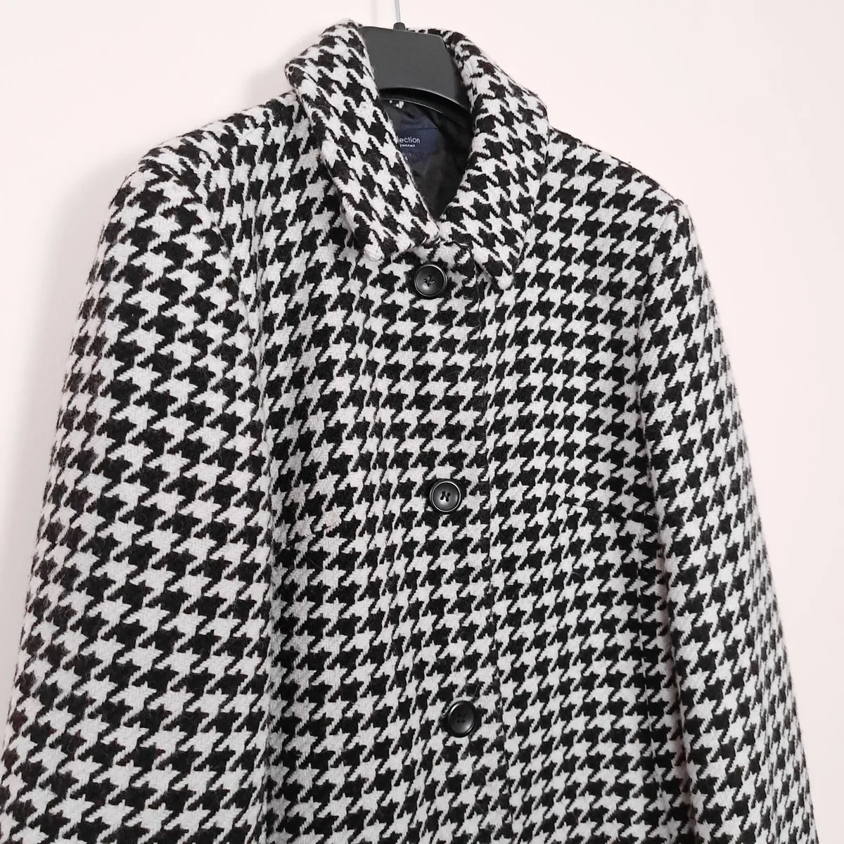 Debenhams Black White Houndstooth Coat Wool 14UK - Image 3
