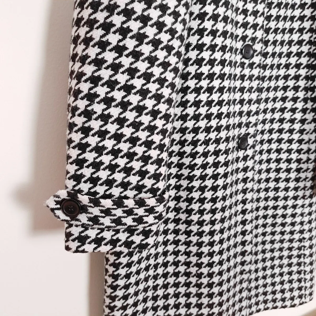 Debenhams Black White Houndstooth Coat Wool 14UK - Image 4