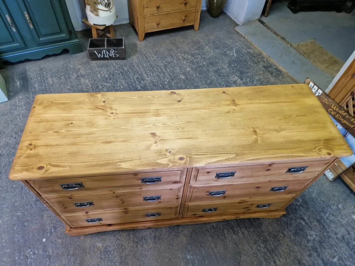Large vintage 6 drawers pine chest - Image 2