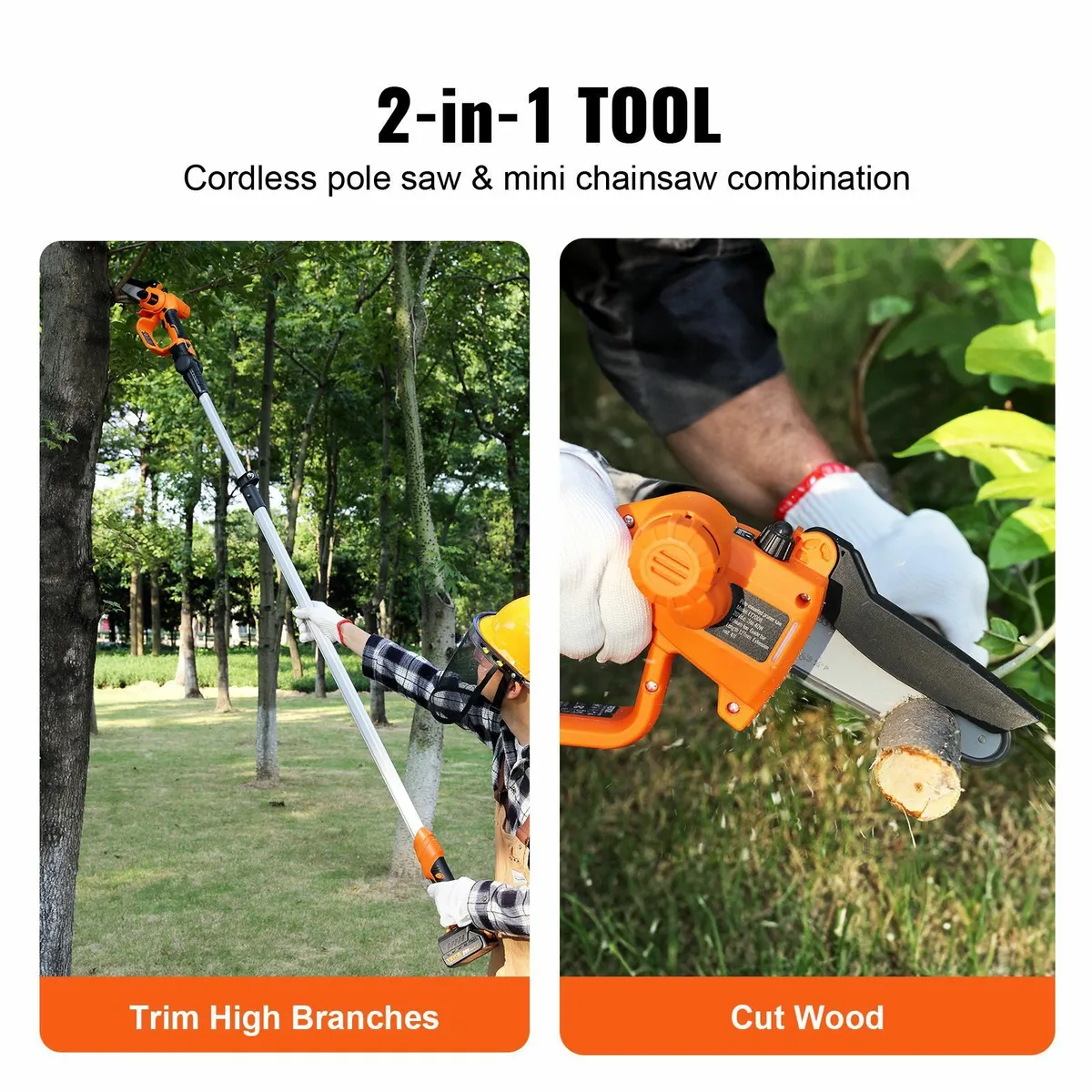 2-in-1 Cordless Pole Saw & Mini Chainsaw, 20V 2Ah - Image 4