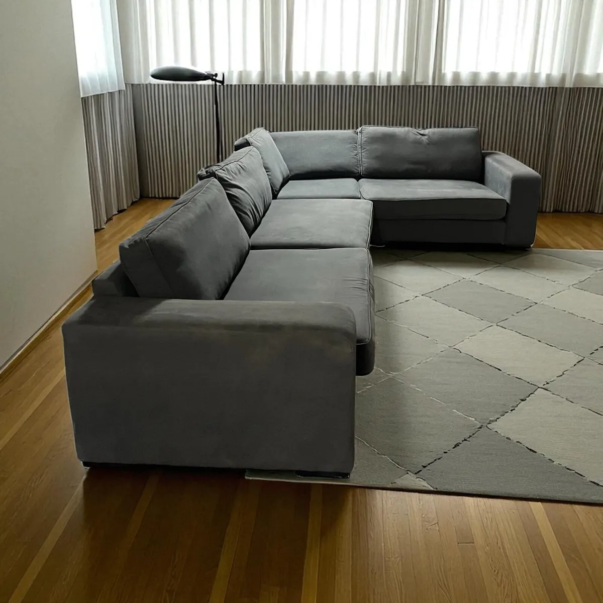 Large Grey corner sofa L shaped couch furniture - Image 2