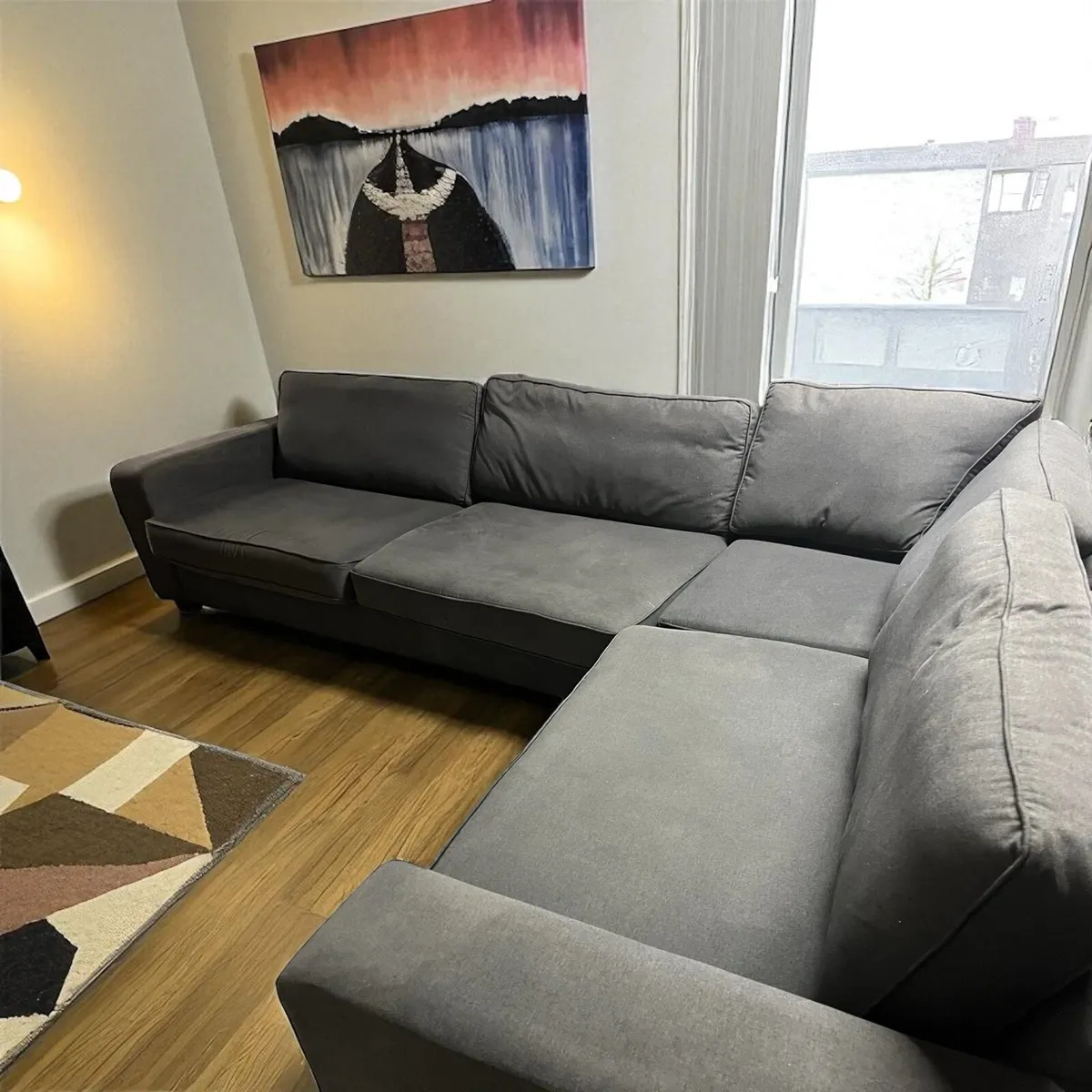 Large Grey corner sofa L shaped couch furniture - Image 3