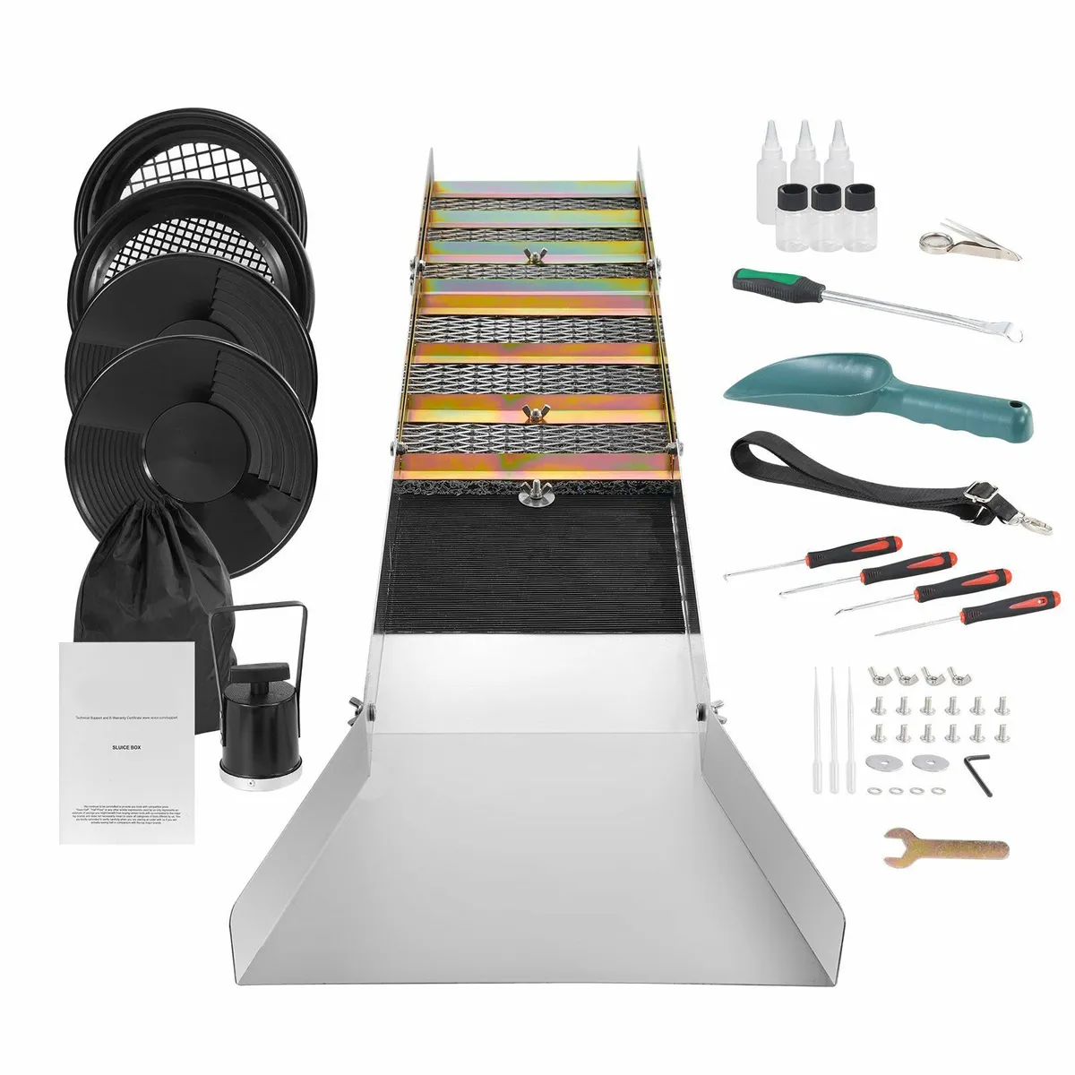 23 PCS Gold Prospecting Kit + Gold Pan Sluice Box - Image 1
