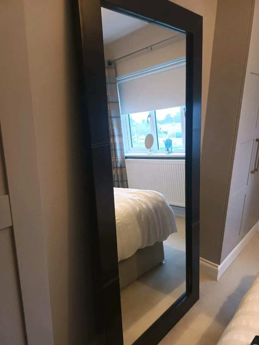 □□□ Freestanding Mirror with Leather Surround □□□ - Image 1