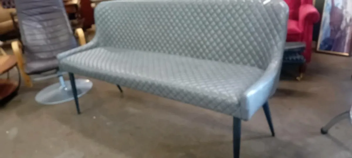 Grey Leather 5ft Bench Seat - Image 1