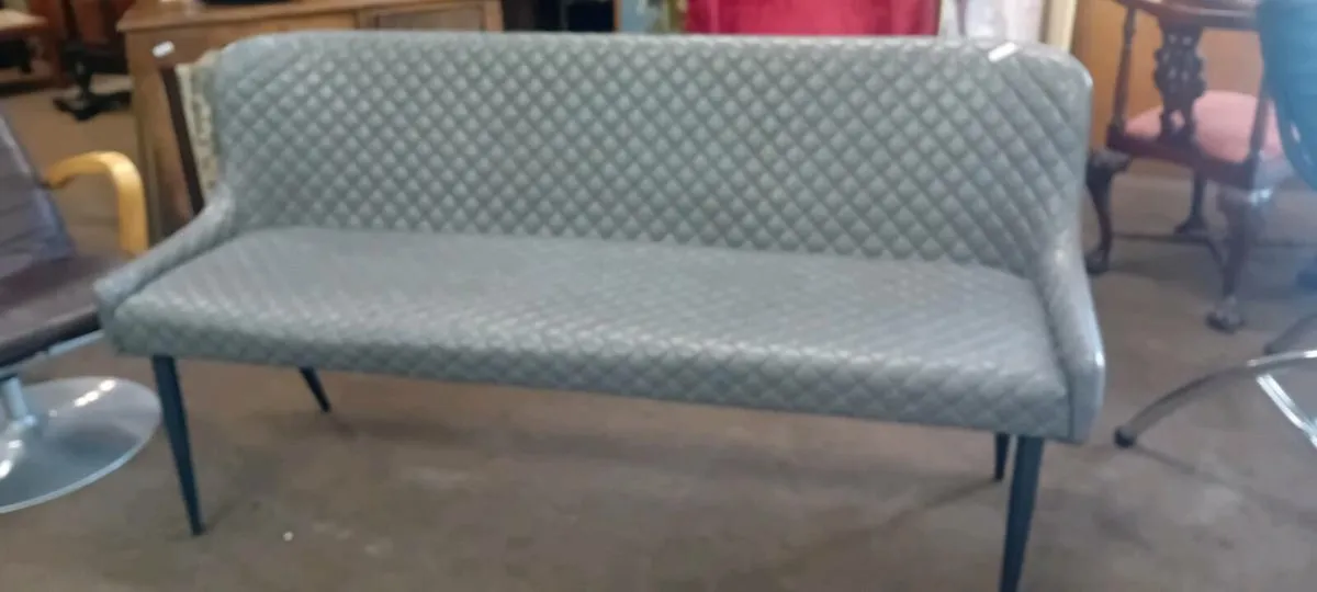 Grey Leather 5ft Bench Seat - Image 2