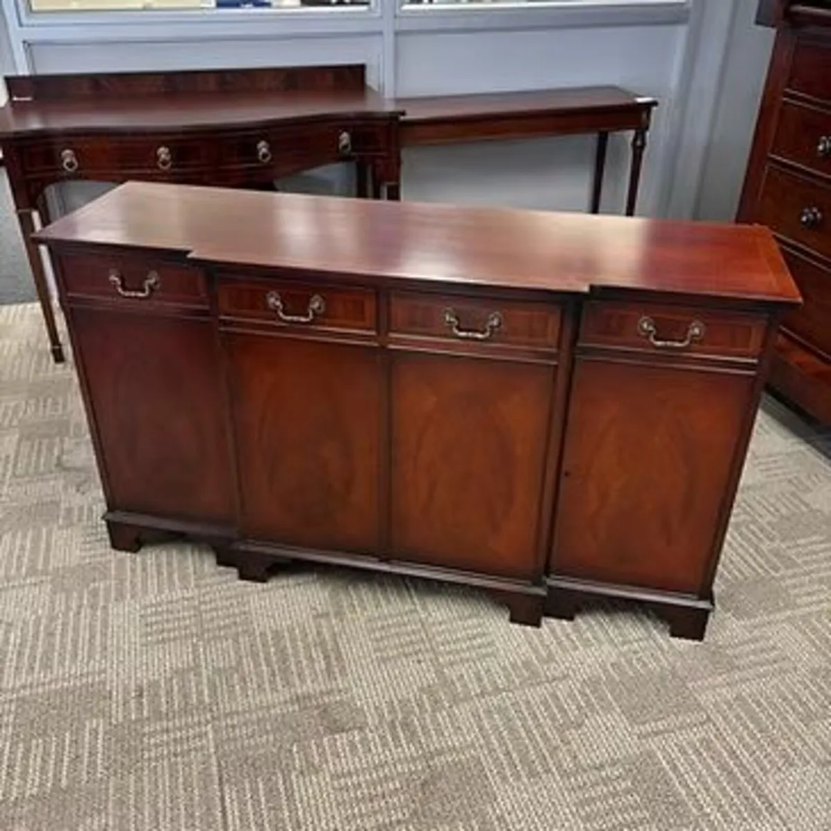 Fabulous four door mahogany flamed sideboard