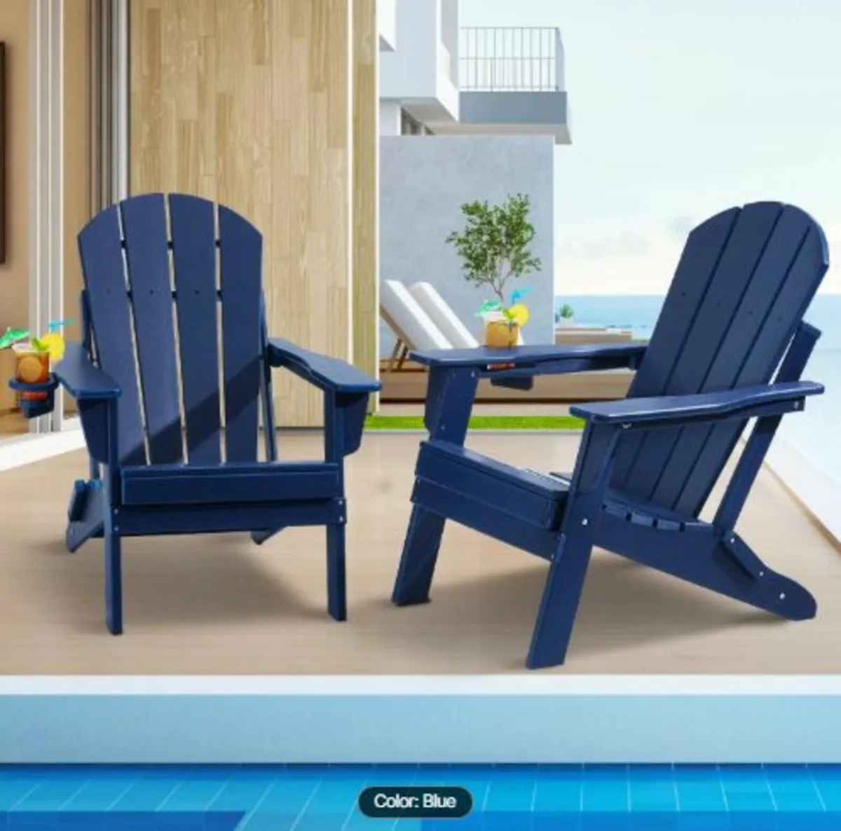 Adirondack Chair Plastic, Set of 2 All-Weather - Image 1