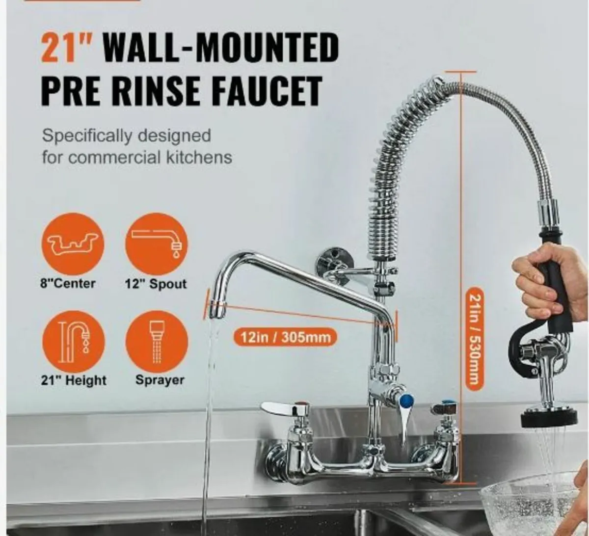 Commercial Faucet with Pre-Rinse Sprayer - Image 4