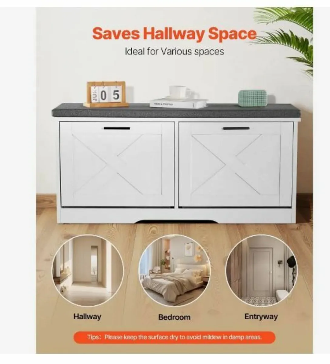 Entryway Shoe Storage Bench, 1000 x 305 x 475 mm - Image 2