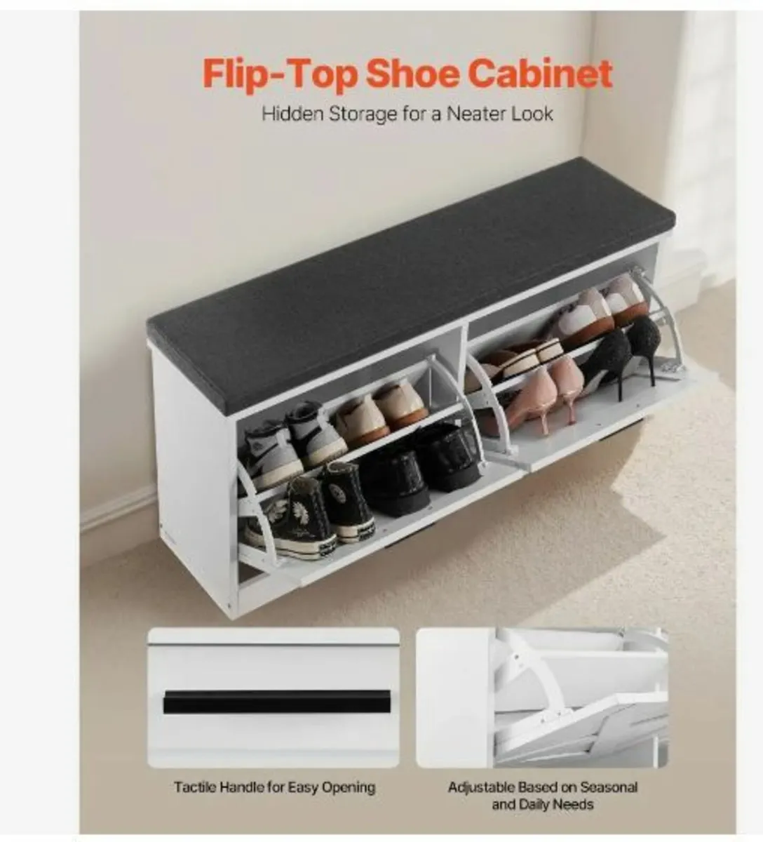 Entryway Shoe Storage Bench, 1000 x 305 x 475 mm - Image 4