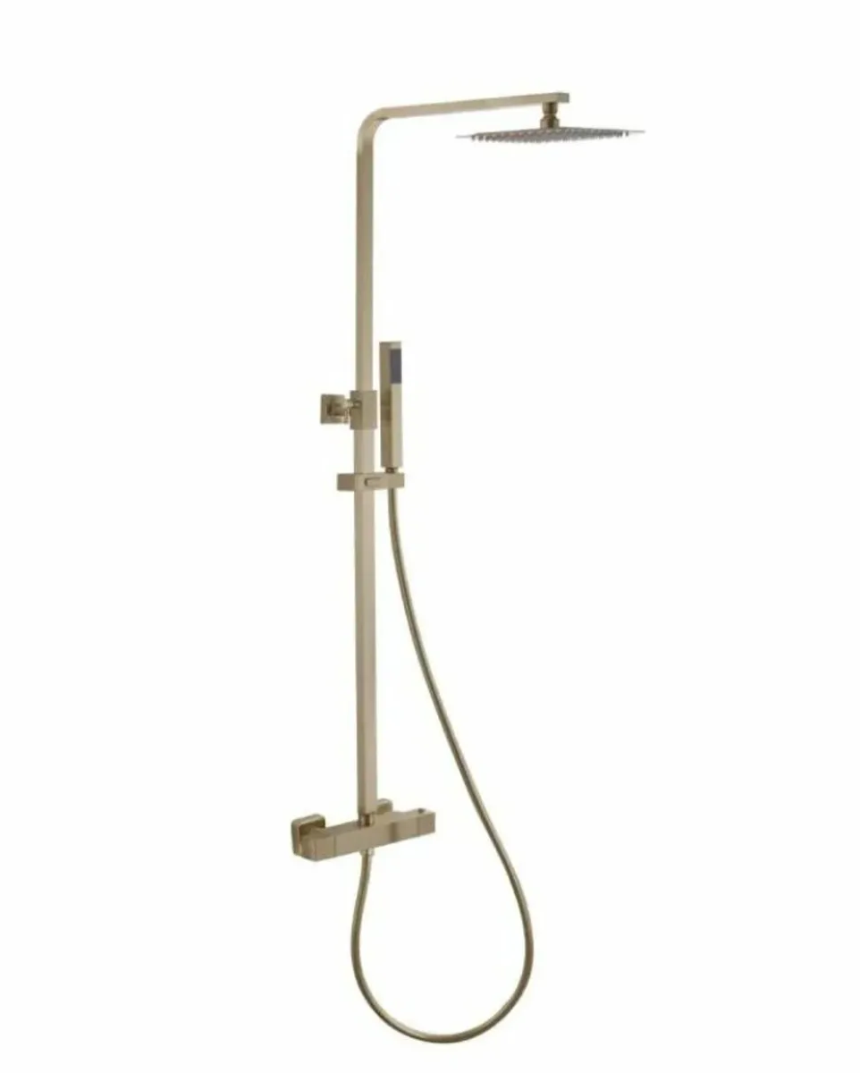 BATHSHACK - Brushed Brass Square Rain Shower Deal - Image 1