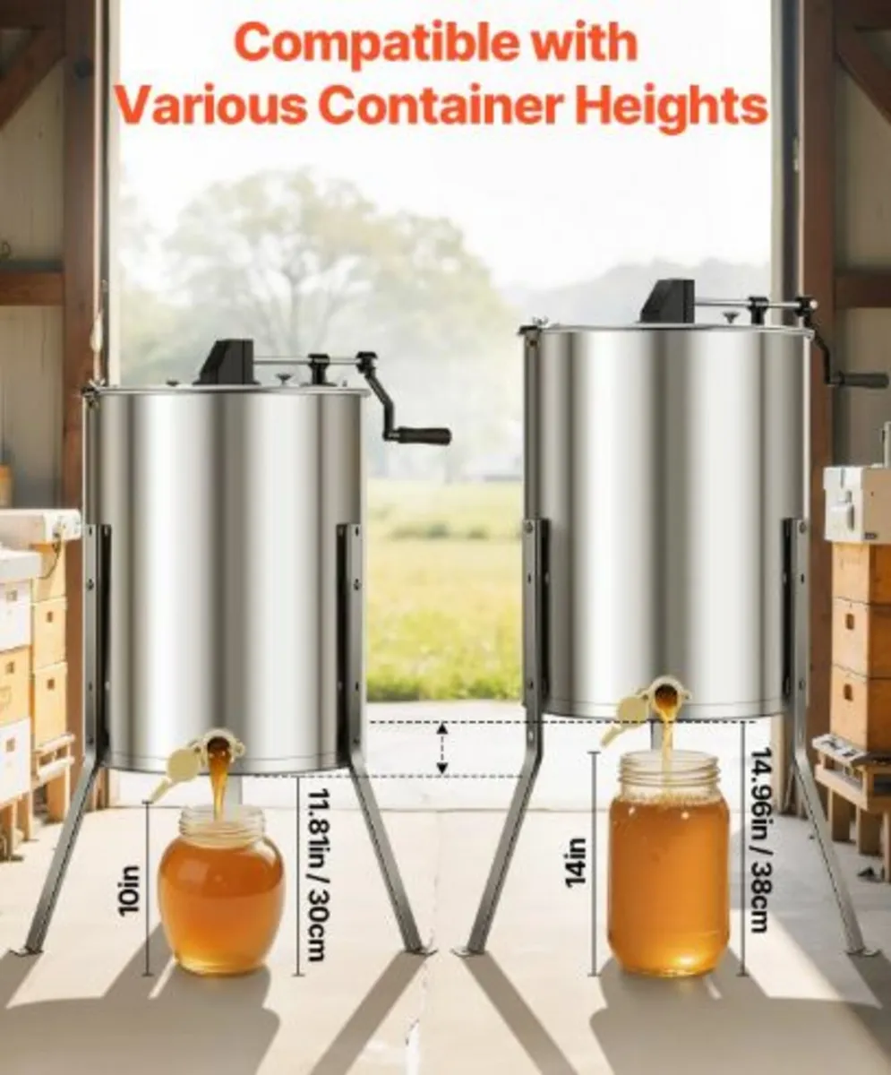 Honey Extractor, 4/8 Frame Manual Honey Spinner - Image 3