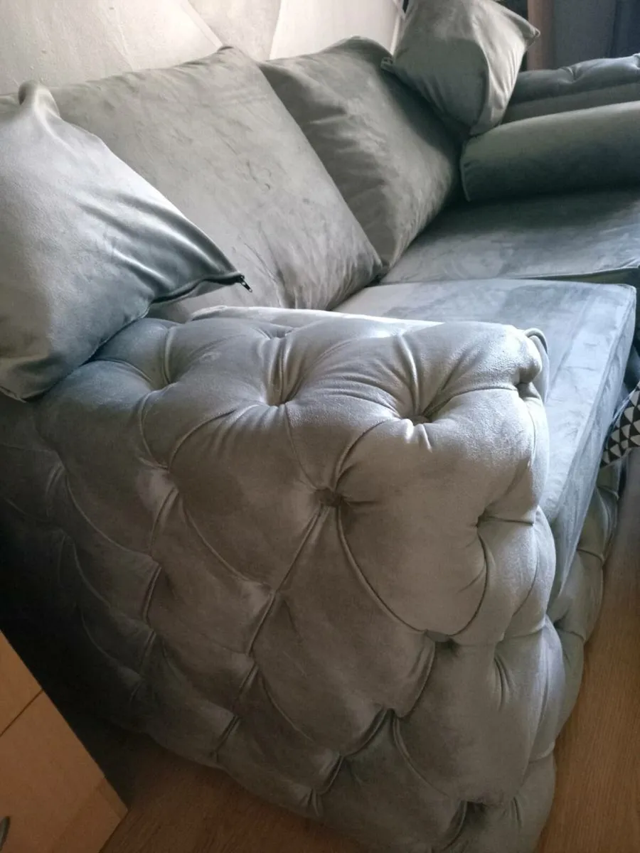 BRAND NEW2 seater silver plush velvet Chester sofa - Image 3