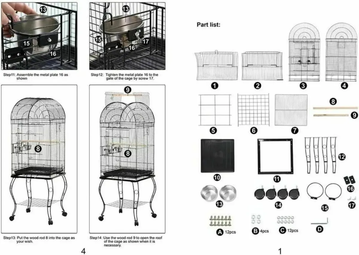 Bird Cage Large Wrought Iron for Parrots & Birds - Image 4