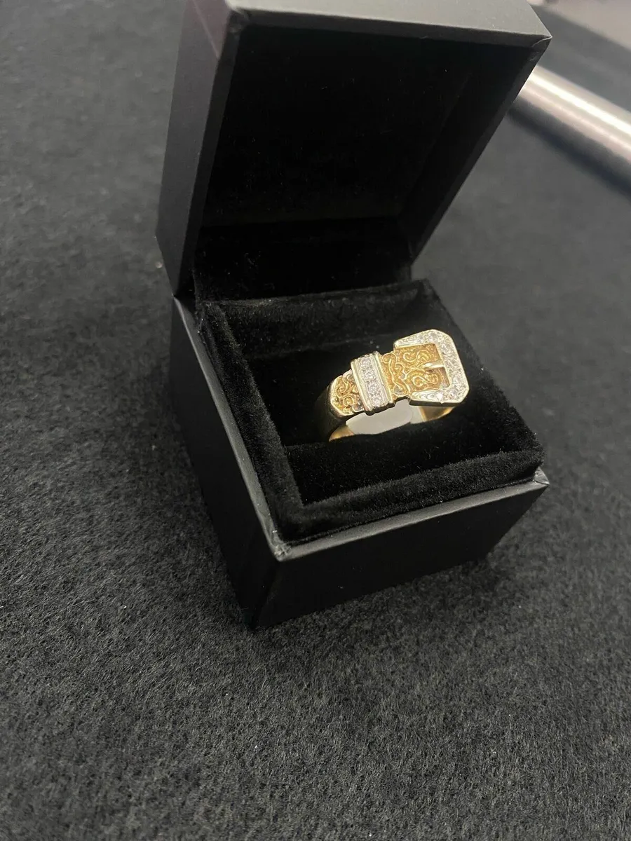 9ct Gold Buckle Ring CZ 9k - Image 3