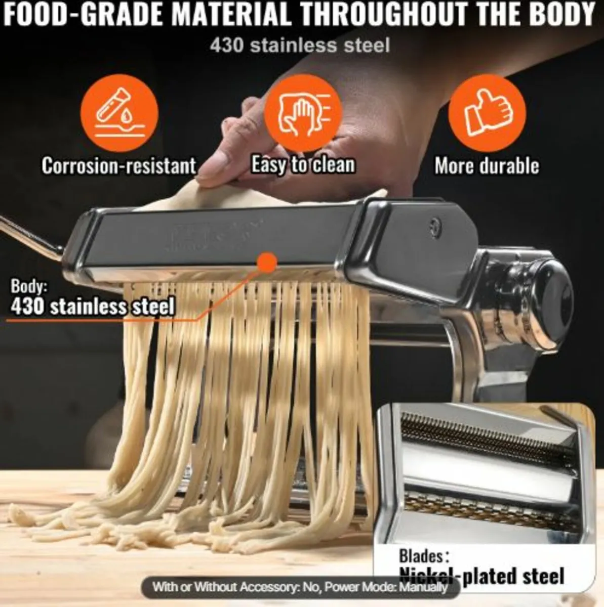 Pasta Maker Machine,9Adjustable Thickness Setting - Image 2