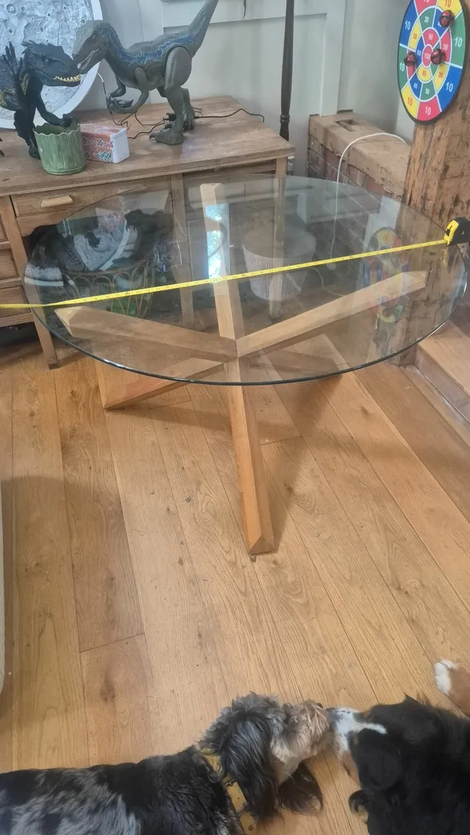 Dining kitchen table glass round - Image 1