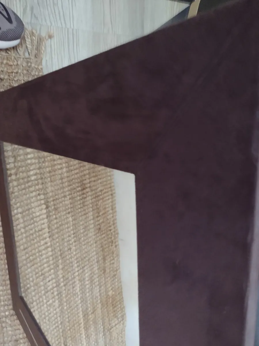 As new heavy Large wall mirror brown suede - Image 4