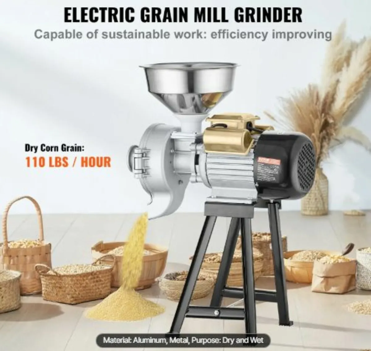 Electric Grain Mill Grinder, 3000W Spice Grinders, - Image 2