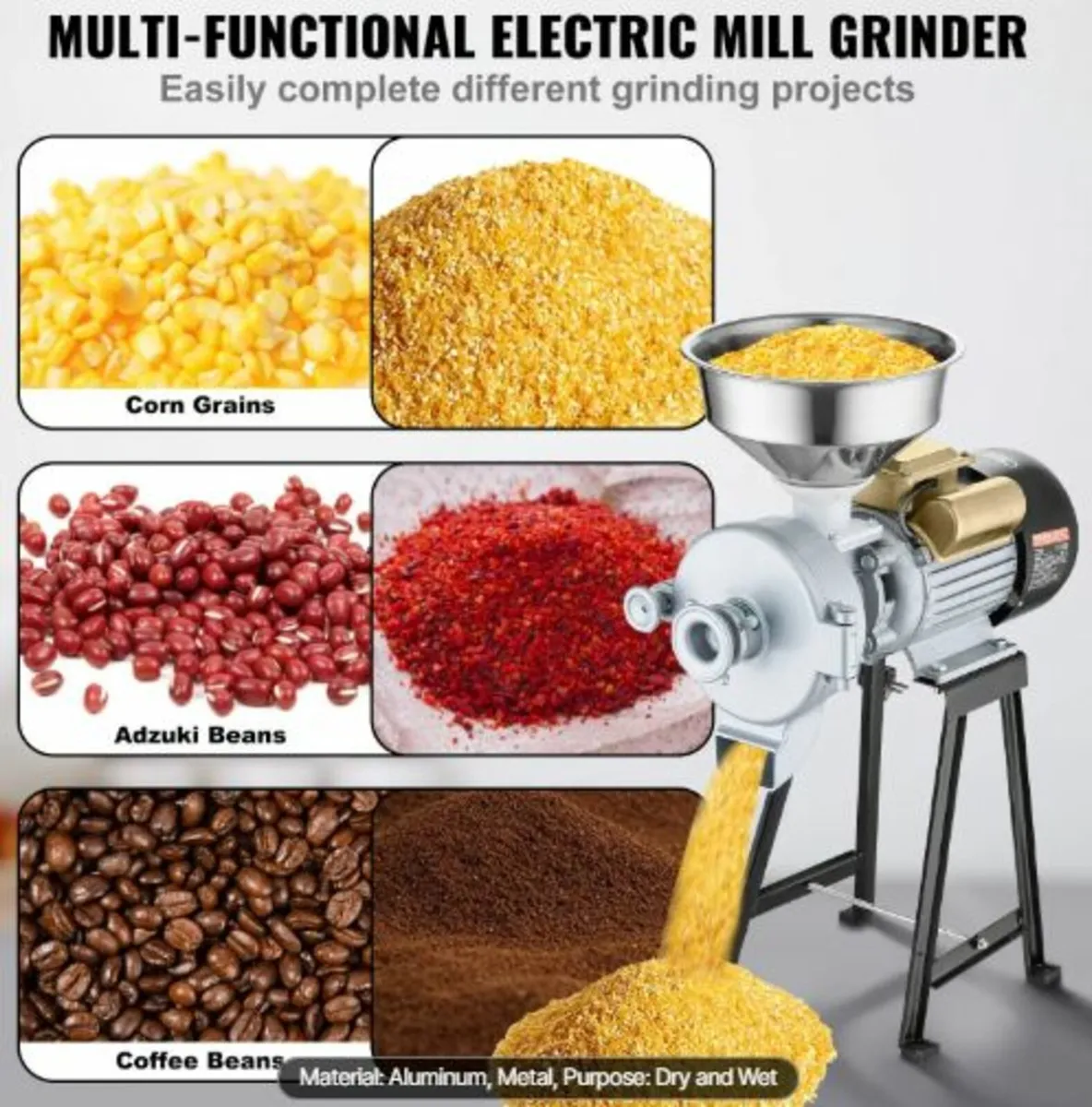 Electric Grain Mill Grinder, 3000W Spice Grinders, - Image 3
