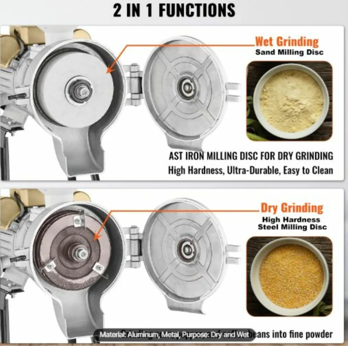 Electric Grain Mill Grinder, 3000W Spice Grinders, - Image 4