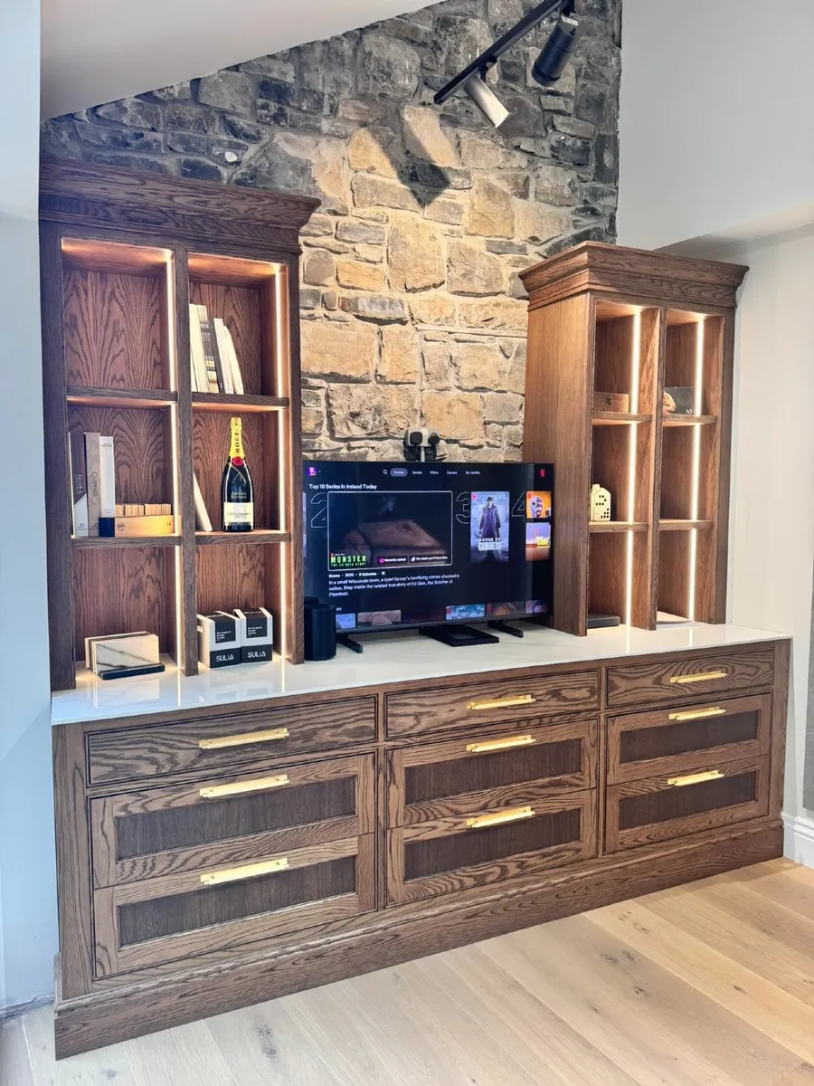 Ex Display Solid Oak Bespoke Media & Display Cabin - Image 1
