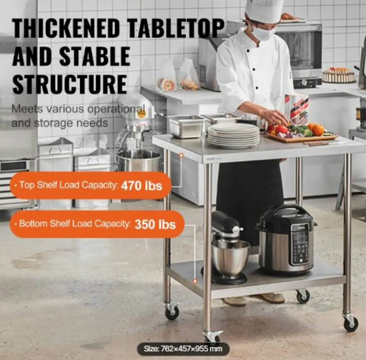 Stainless Steel Work Table 30 x18x38 Inch, with 4 - Image 2