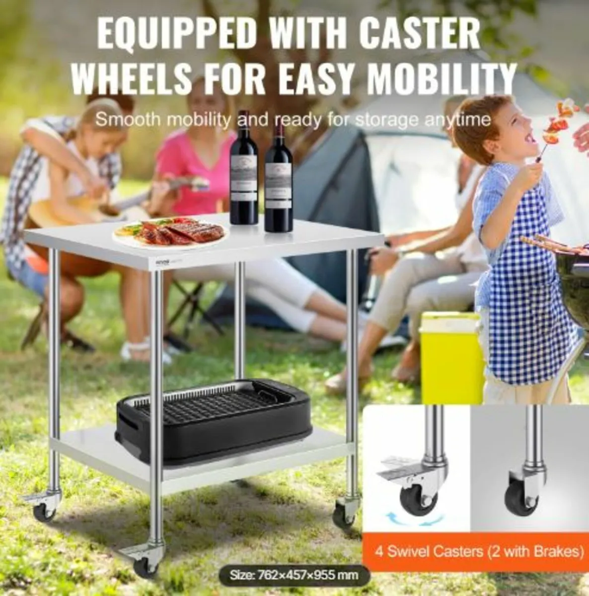Stainless Steel Work Table 30 x18x38 Inch, with 4 - Image 3