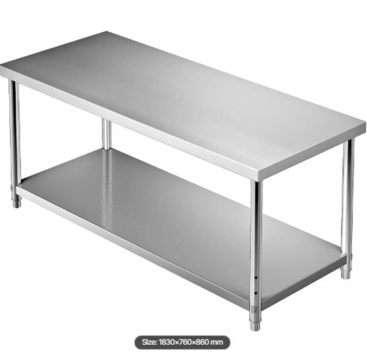 Stainless Steel Prep Table, 182.9 x76.2 x86.4 cm - Image 1