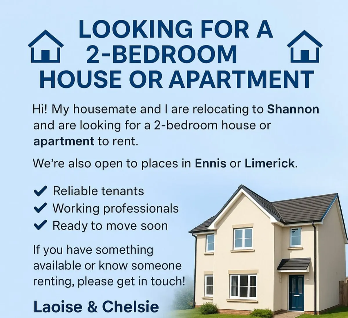 Looking for house/apt to rent in Clare