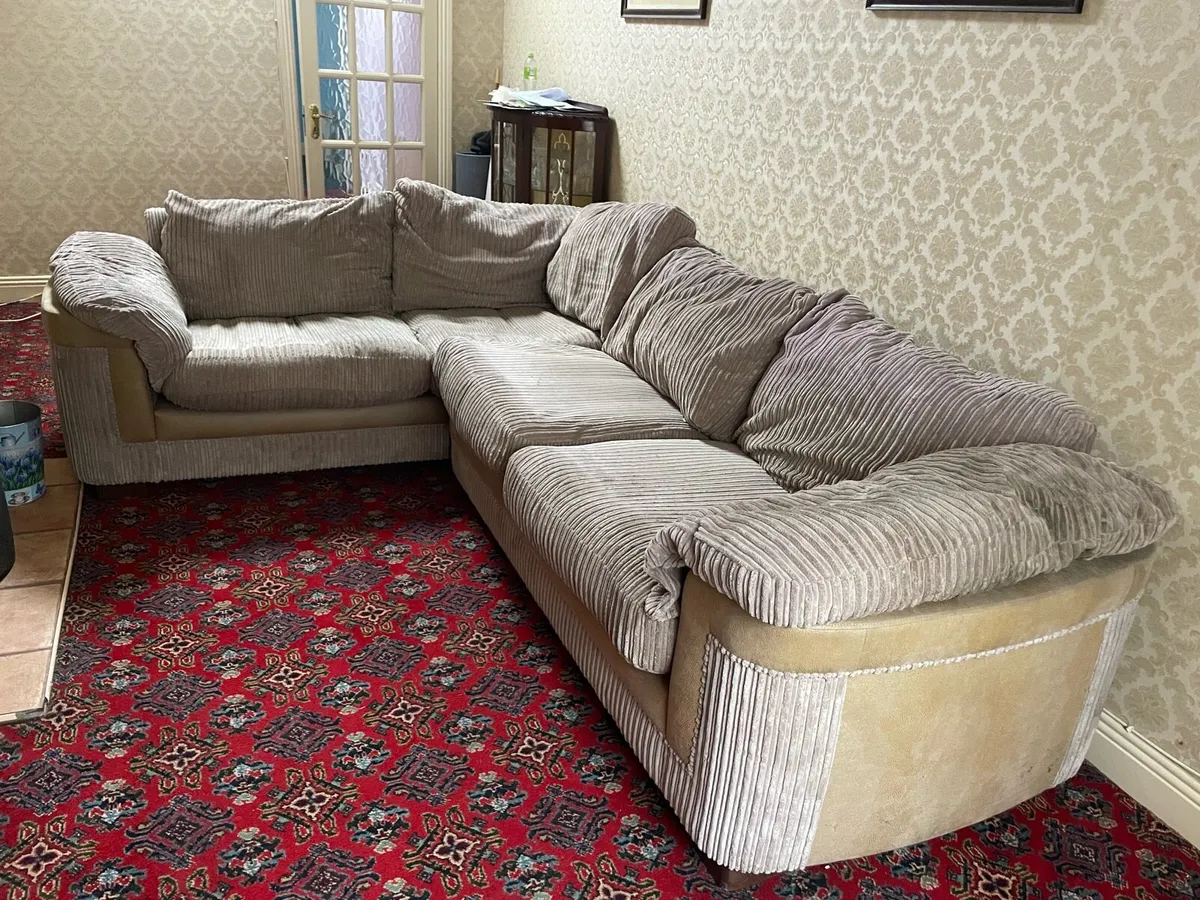 L shaped corduroy sofa mocha brown - Image 1
