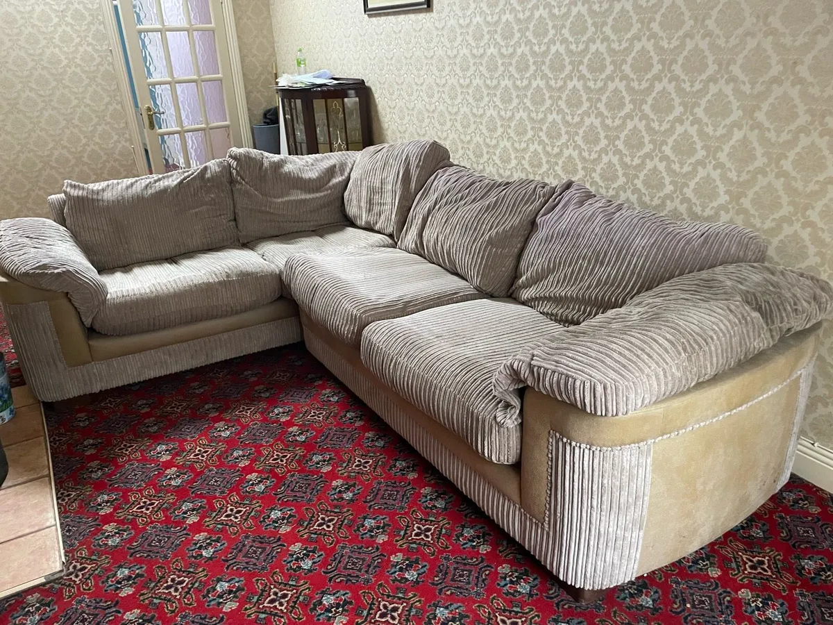 L shaped corduroy sofa mocha brown - Image 2