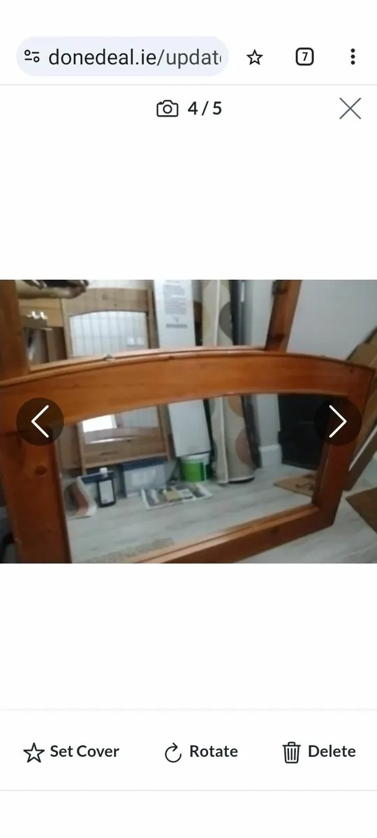Large heavy solid wood mantle or wall mirror - Image 3