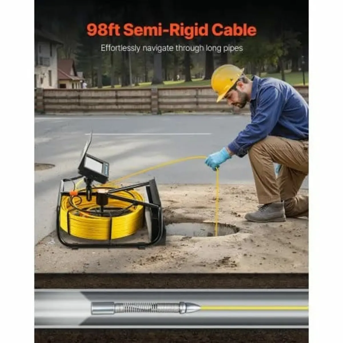 Sewer Camera, 98 ft/30 m, 4.3-inch Drain Inspectio - Image 2