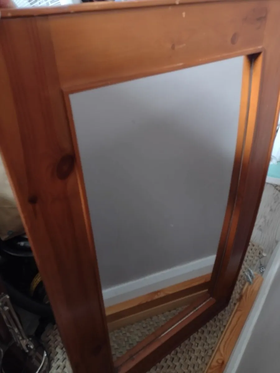 Large heavy solid Oak mantle or wall mirror - Image 2