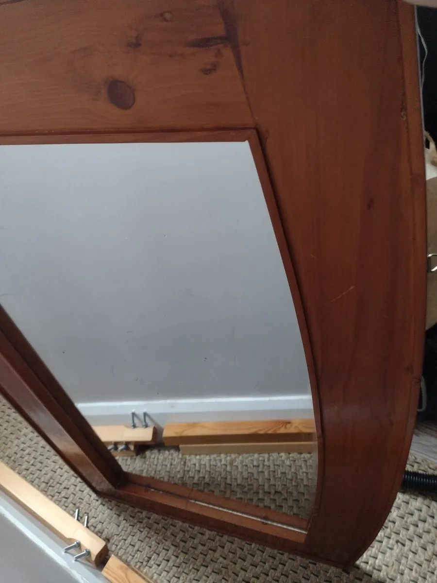 Large heavy solid wood mantle or wall mirror - Image 2