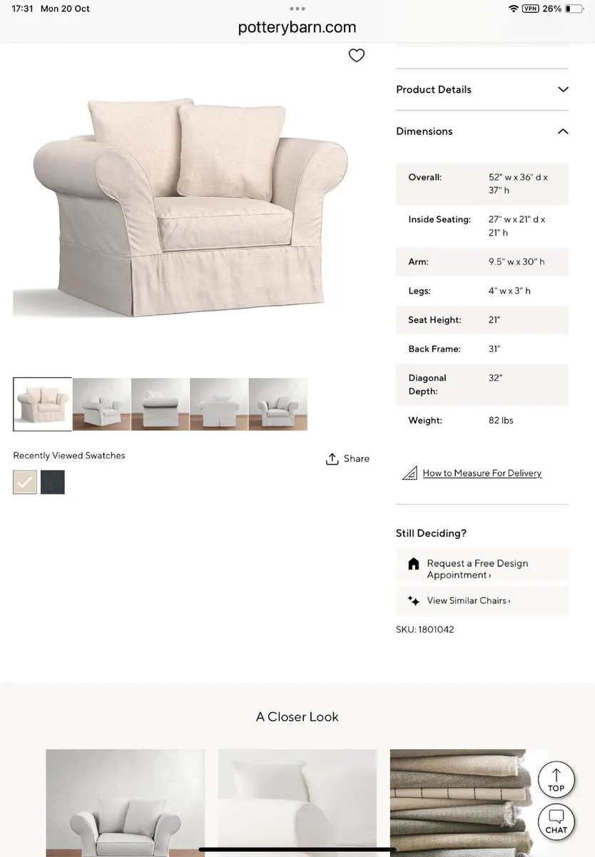 Oversized linen loose covered Armchair - Image 1