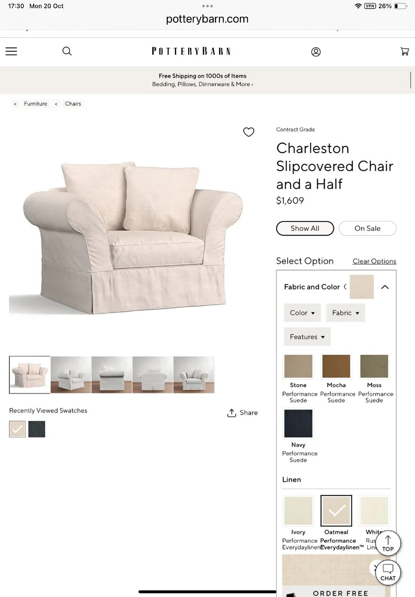 Oversized linen loose covered Armchair - Image 2
