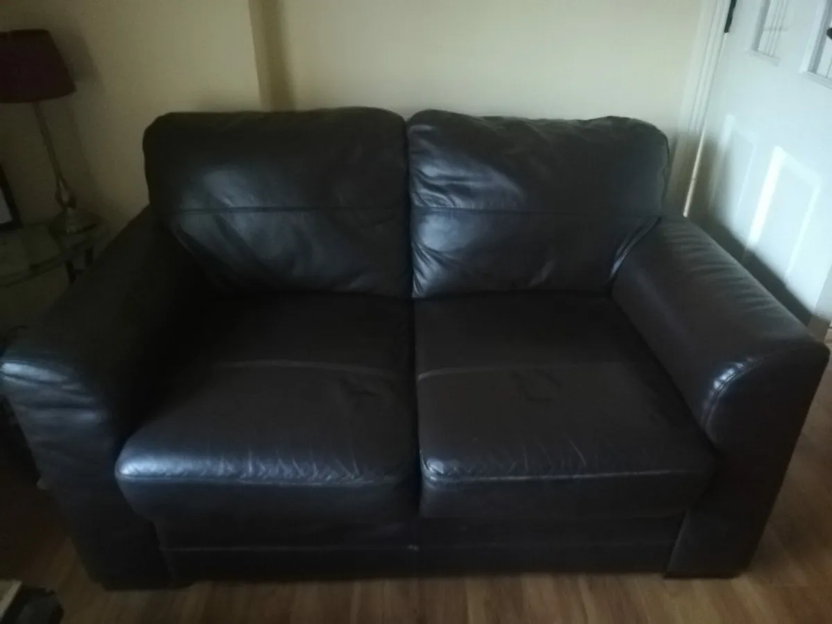 2 Two Seater Leather Couches - Image 1