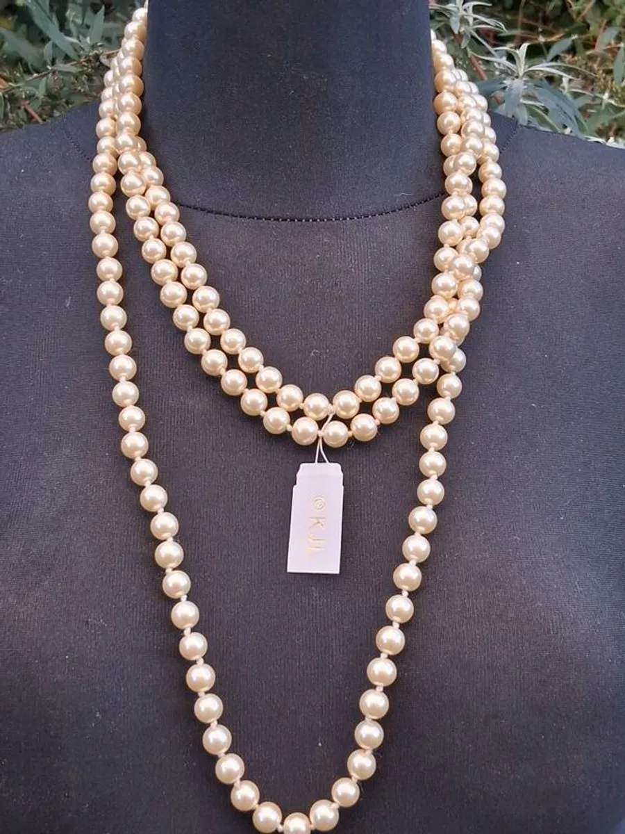 Kenneth Jay Lane 36" Pearl Necklace(With Pouch and COA) - Image 1