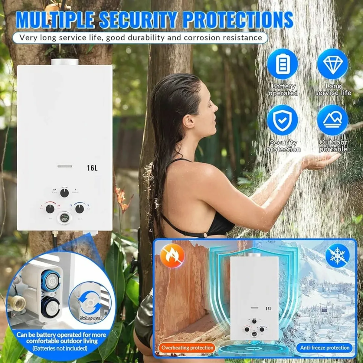 Gas Water Heater,Outdoor Instant Water Heater,16L - Image 4