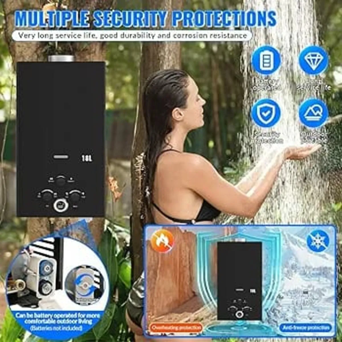 Gas Water Heater,Outdoor Instant Water Heater,18L - Image 2