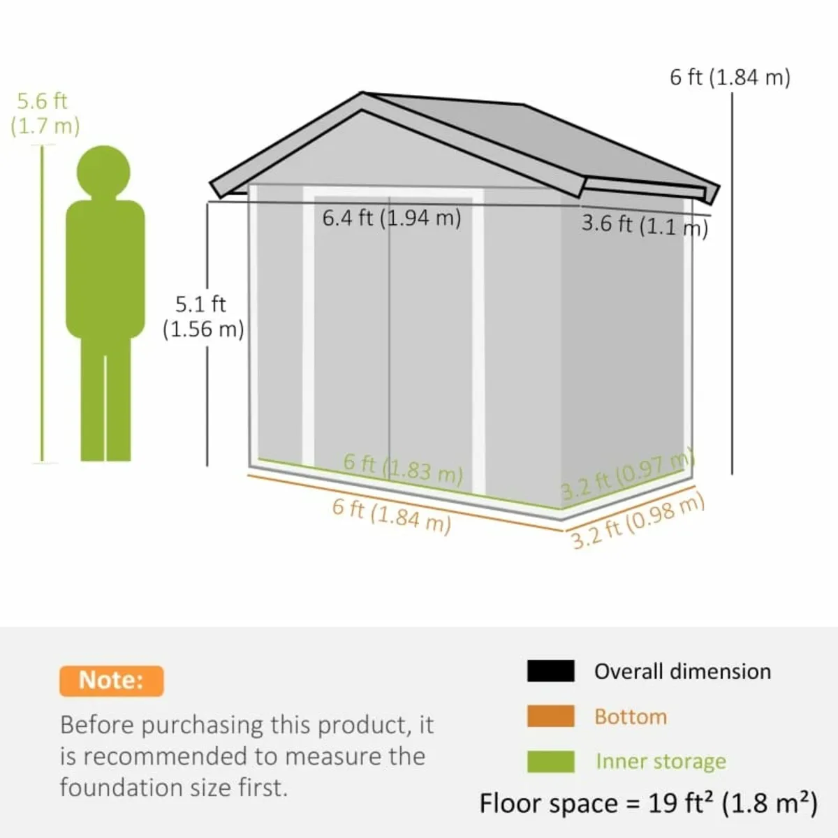 6.5ft x 3.5ft Metal Garden Storage Shed for Outdoo - Image 2