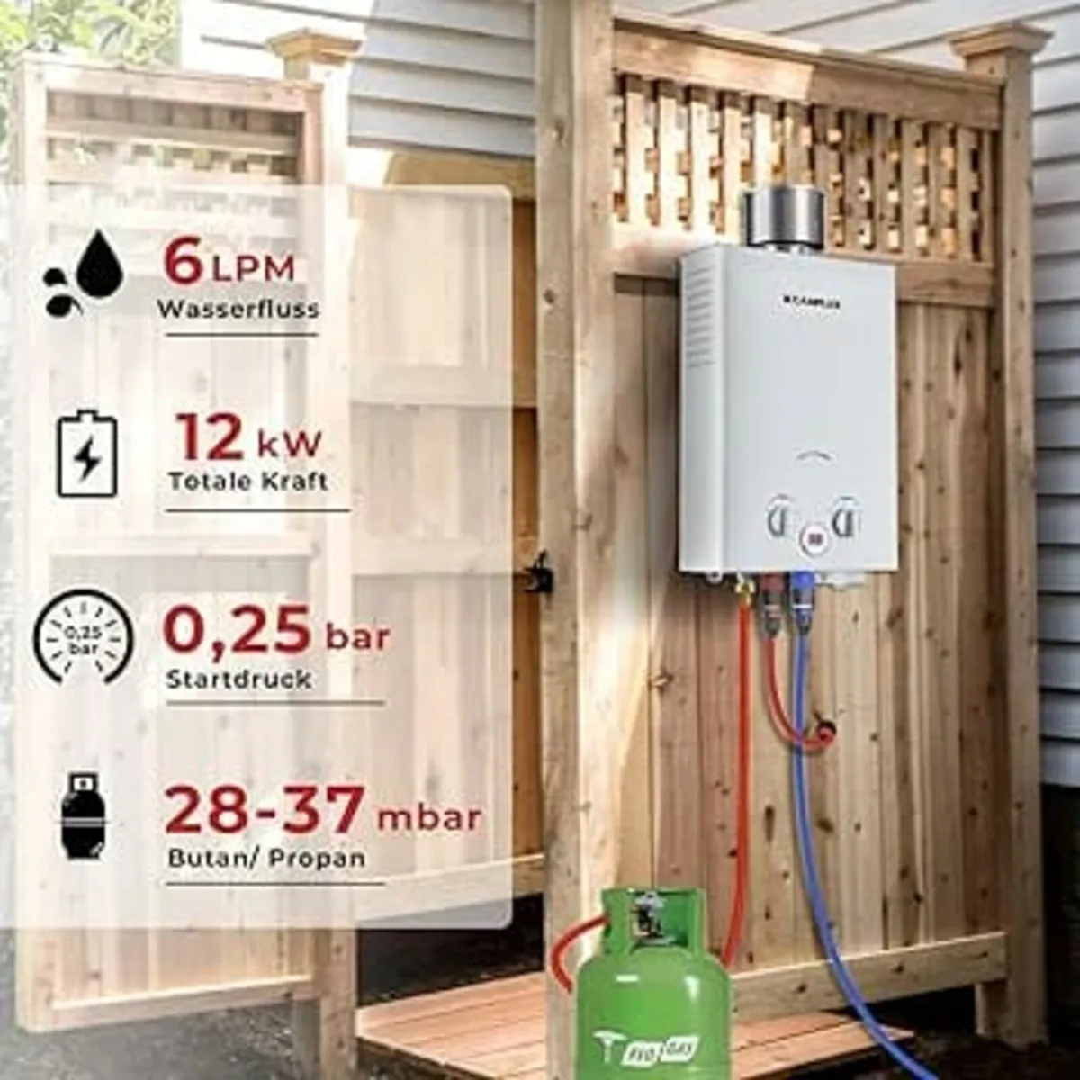 BW158C Tankless Gas Water Heater with Rain Cap, 6L - Image 2