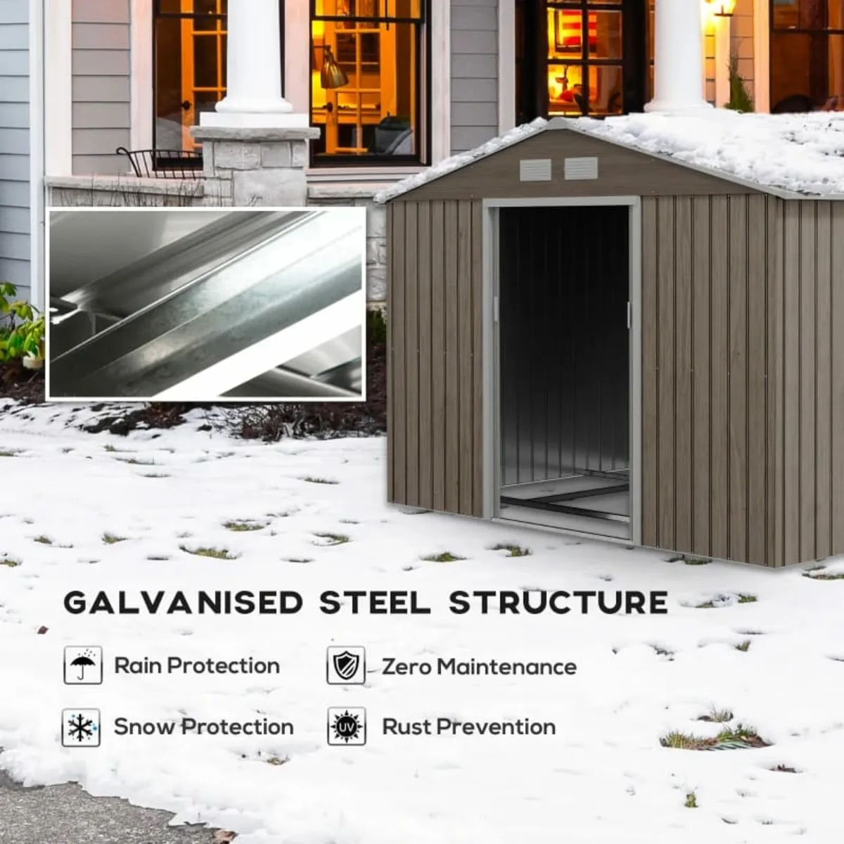9 x 6ft Garden Metal Storage Shed, Outdoor Storage - Image 4