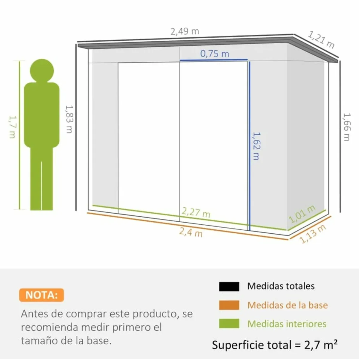 3.7 x 7.9ft Galvanised Steel Shed, with Latched Do - Image 2